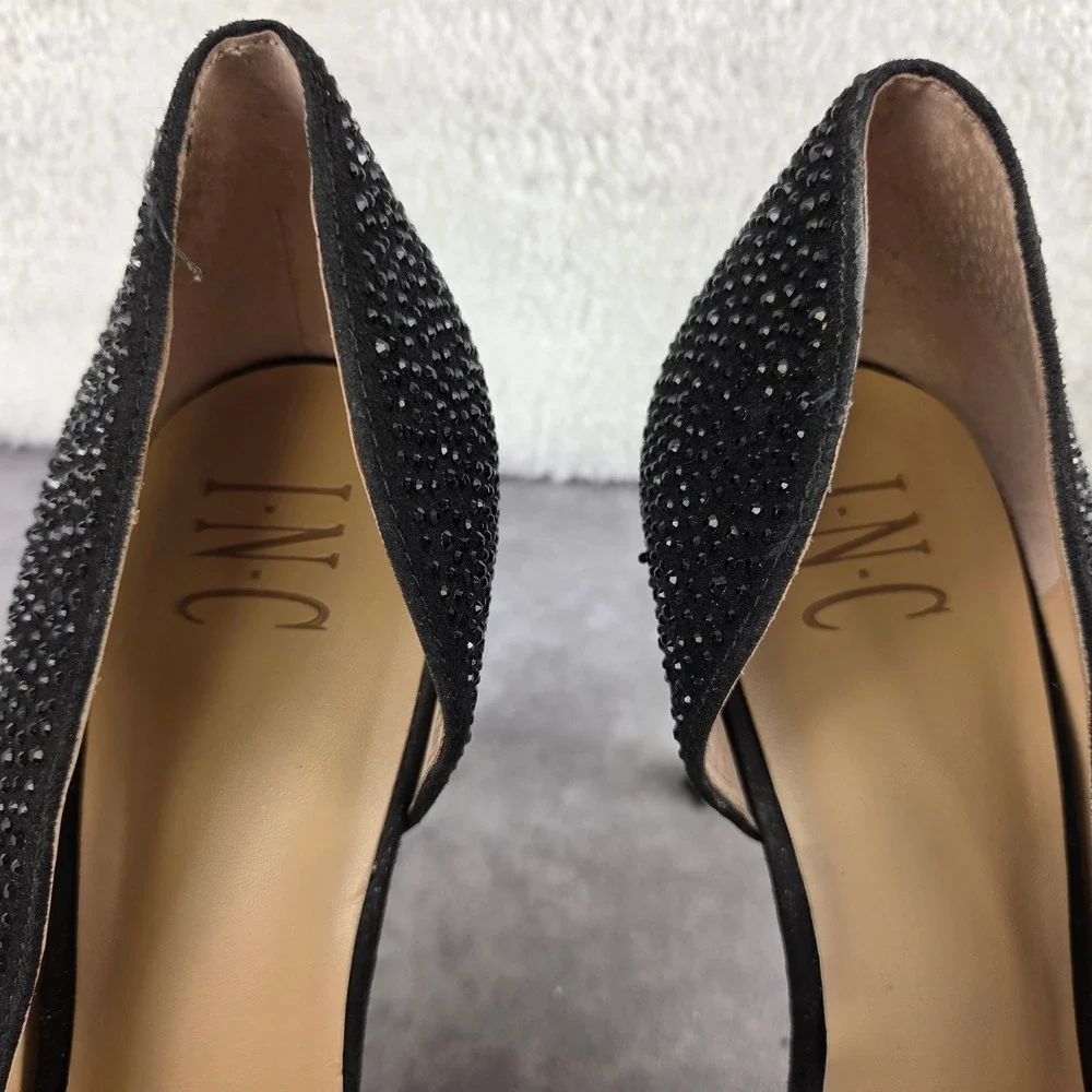 INC International Concepts Kenjaya4 Black Rhinestone d'Orsay Pumps Heels 10.5M